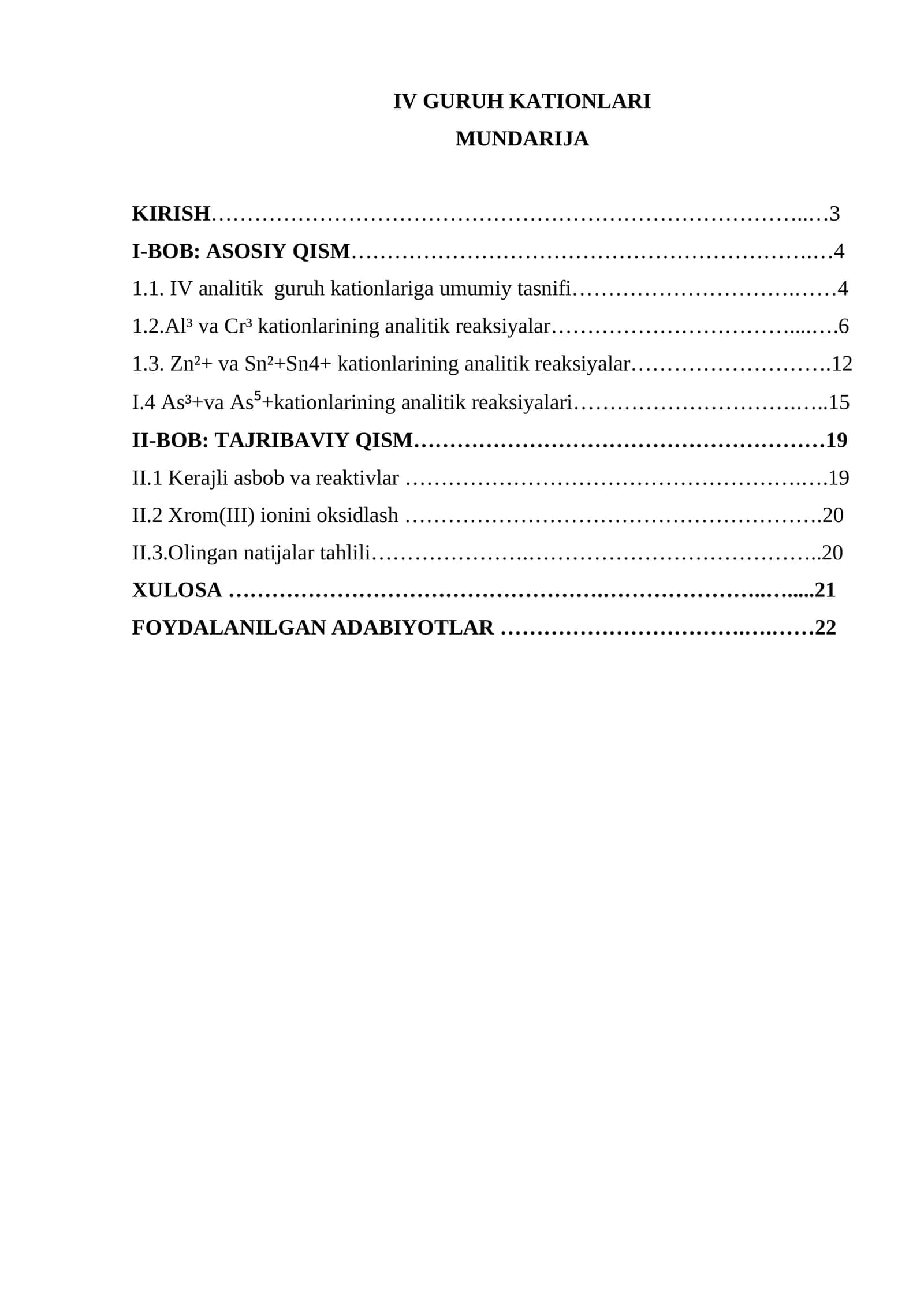 IV GURUH KATIONLARI