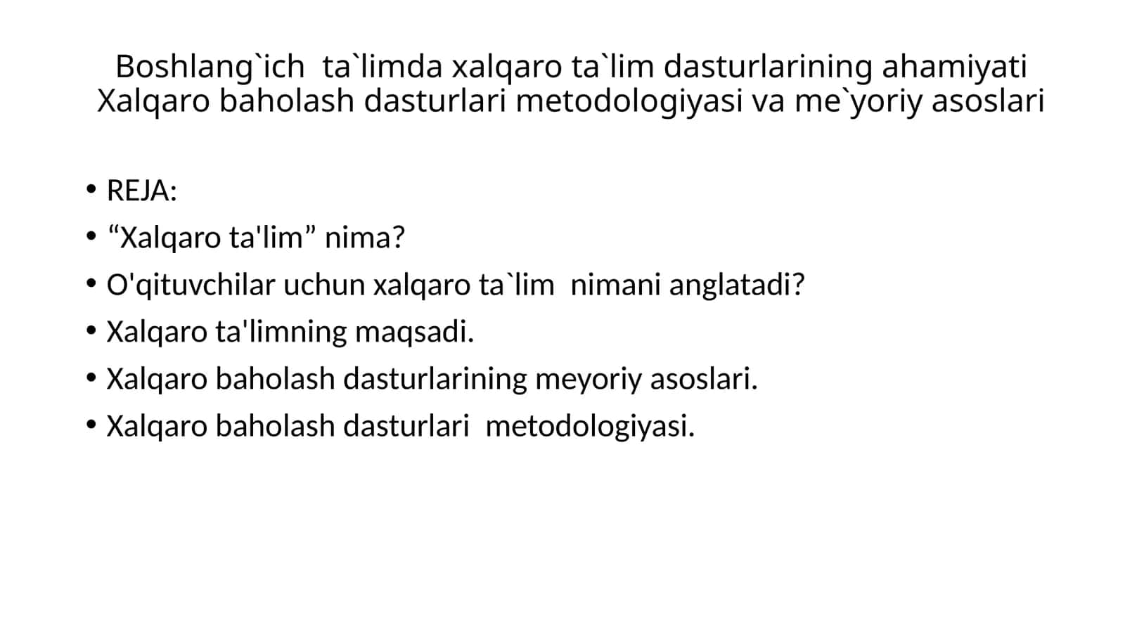 Xalqaro ta'limning ahamiyati