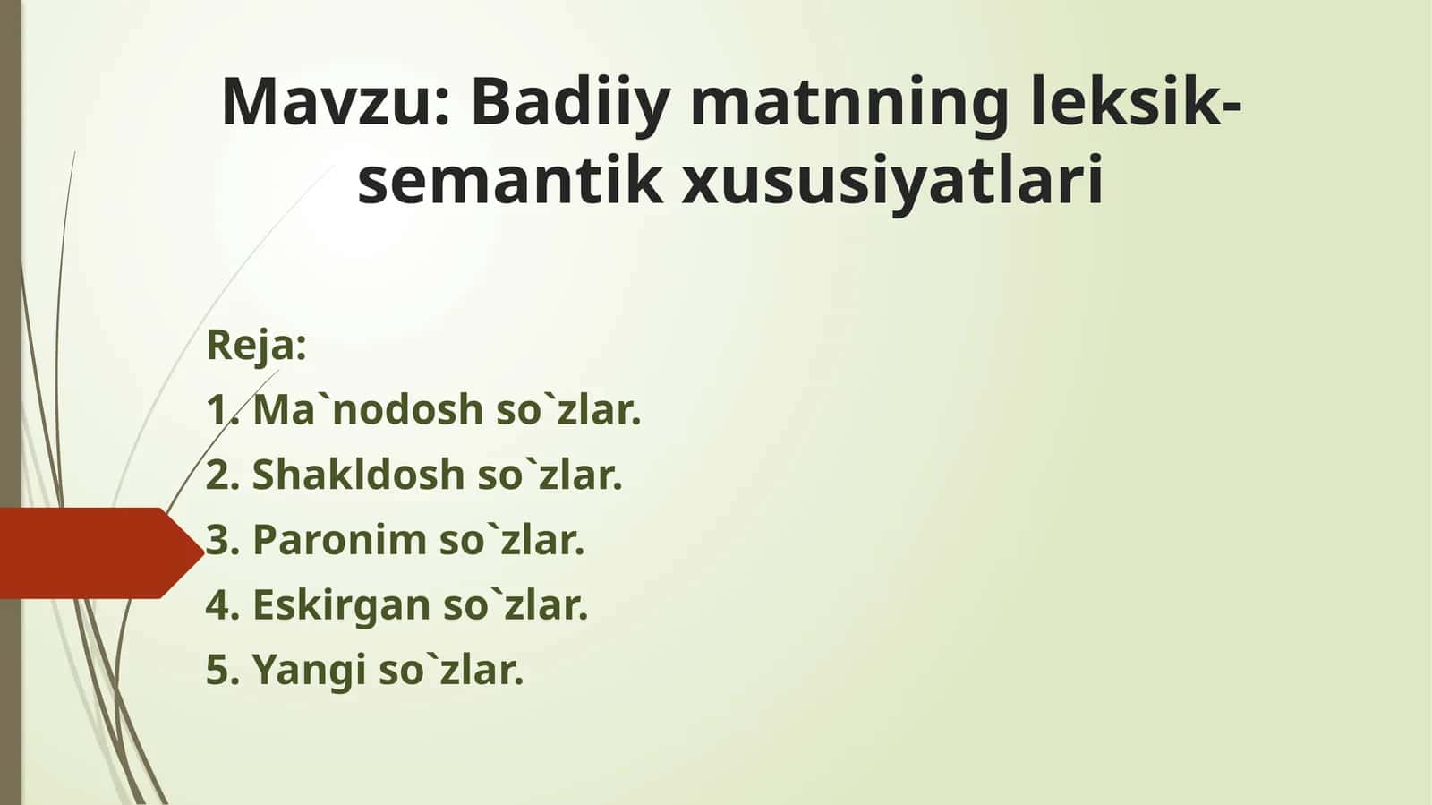 Badiiy matnning leksik-semantik xususiyatlari