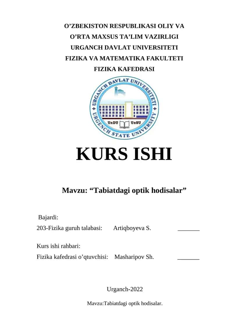“Tabiatdagi optik hodisalar”