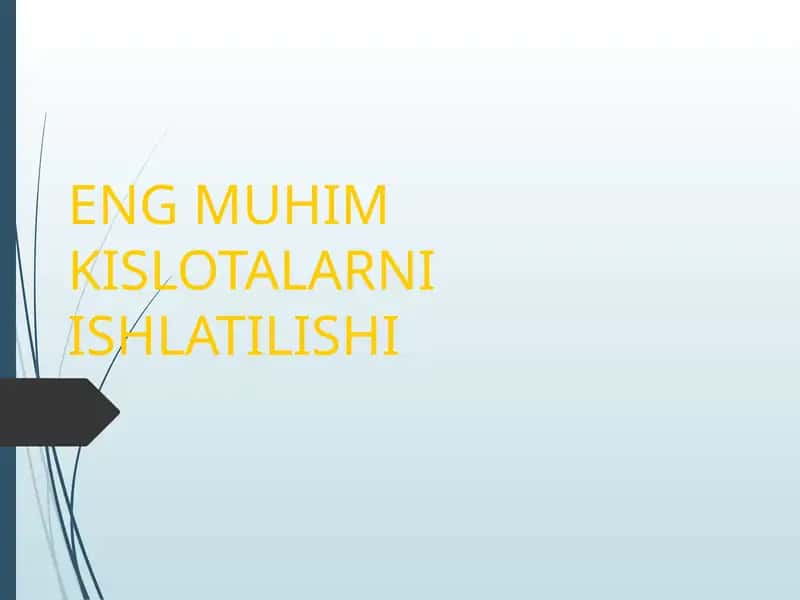 ENG MUHIMKISLOTALARNI ISHLATILISHI