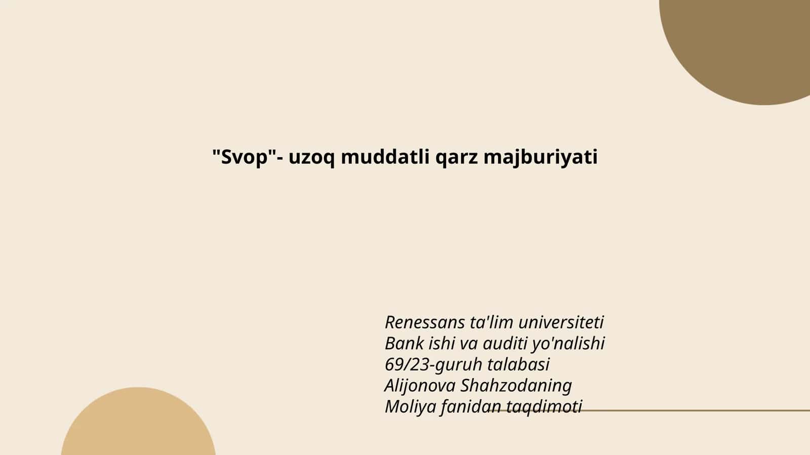 Svop operatsiyalari tushunchasi