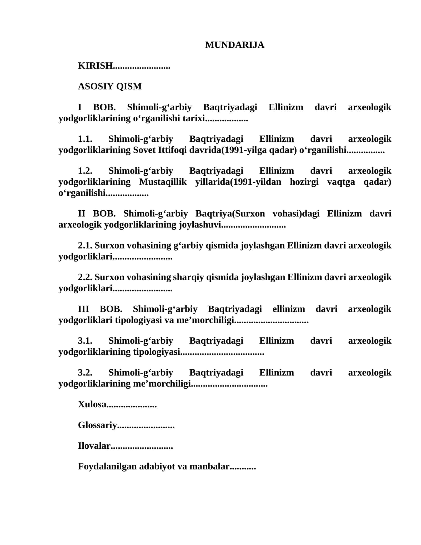 Shimoli-g‘arbiy Baqtriyadagi Ellinizm davri arxeologik yodgorliklarining o‘rganilishi