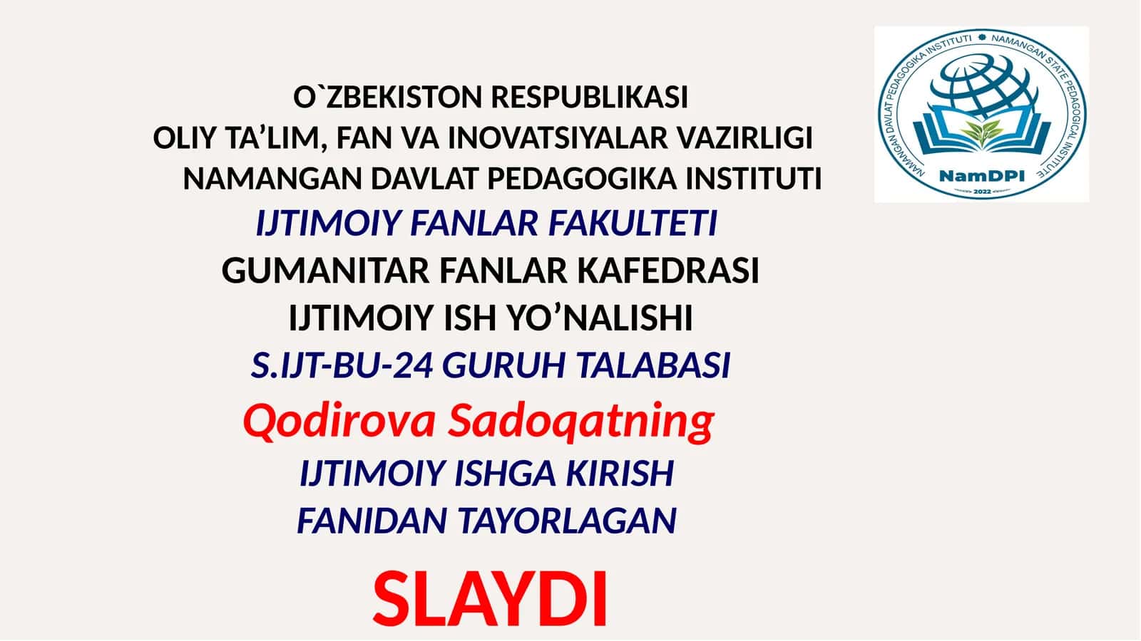 AQSHda ijtimoiy ishchilarni tayyorlash