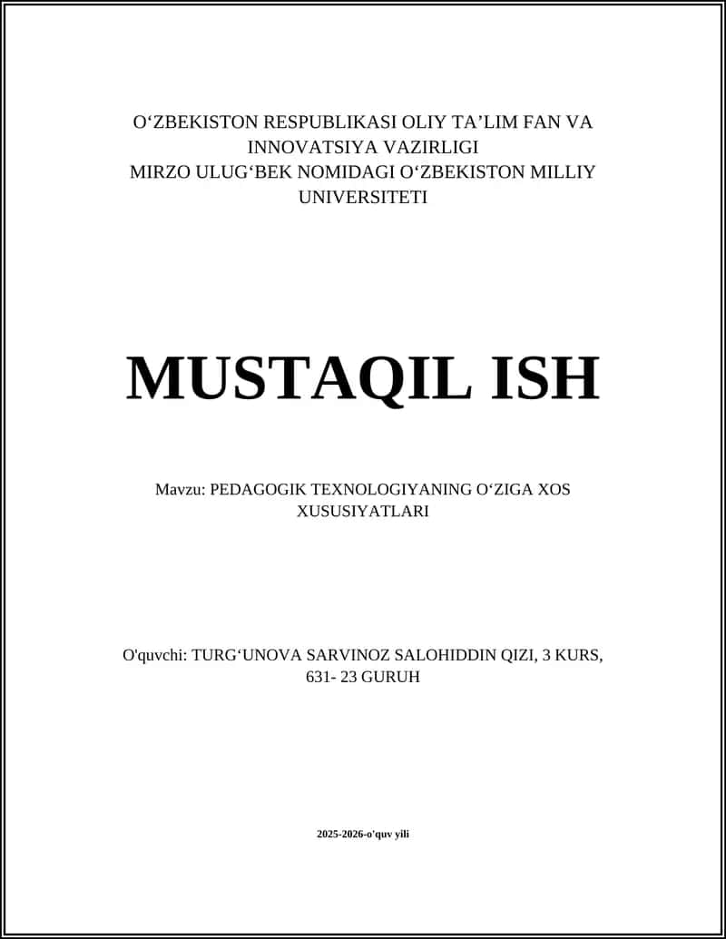 Pedagogik Texnologiya