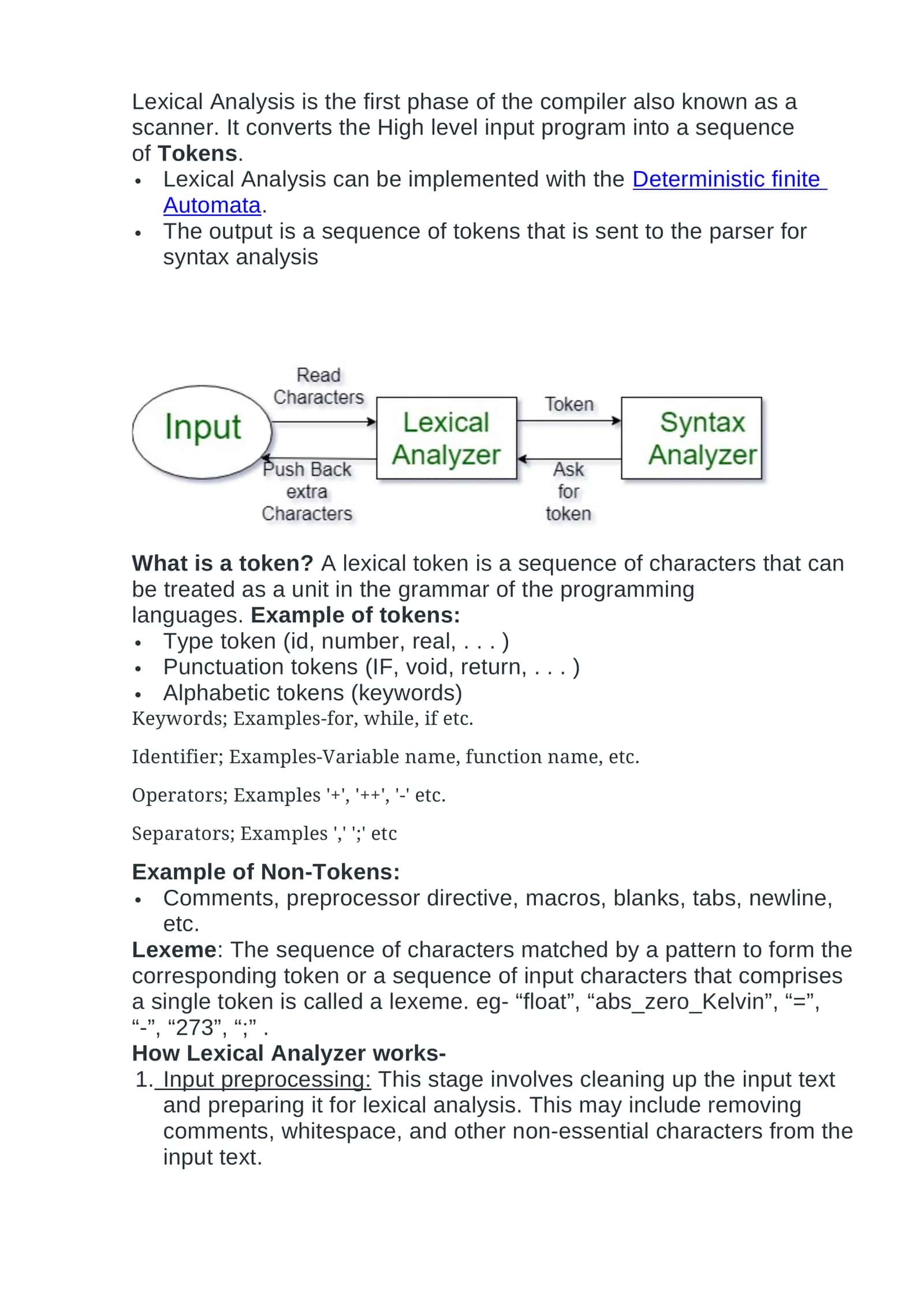 Lexical Analysis in Compiler Design
