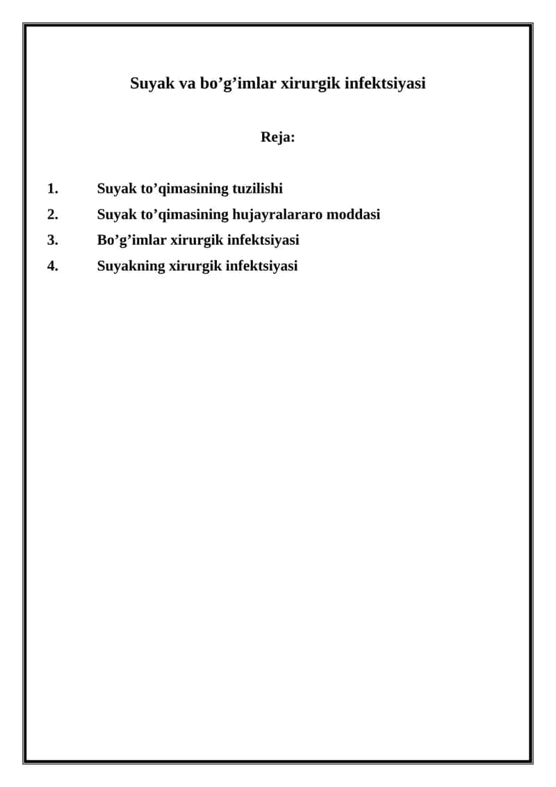 Suyak va bo’g’imlar xirurgik infektsiyasi