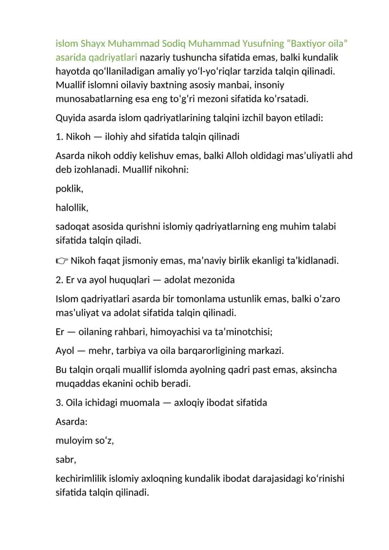 Baxtiyor oila asar talqini
