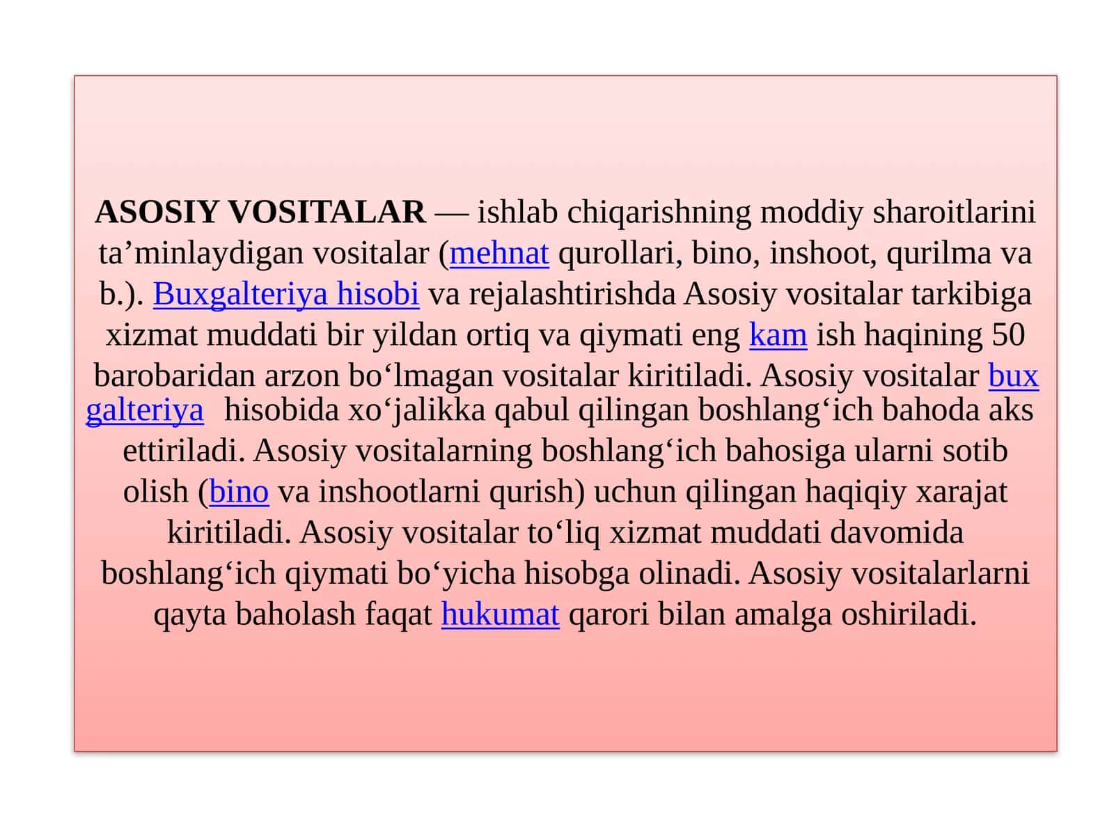 Asosiy Vositalar