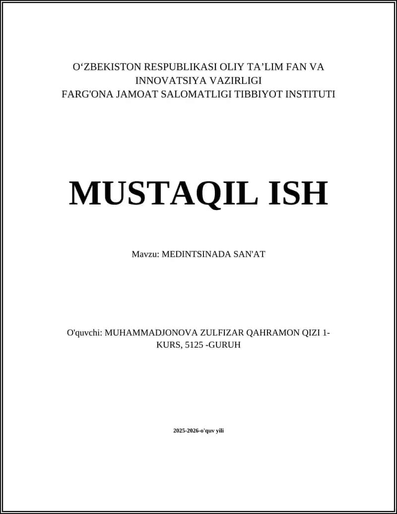 Medintsinada tasviriy san'atning tarixi