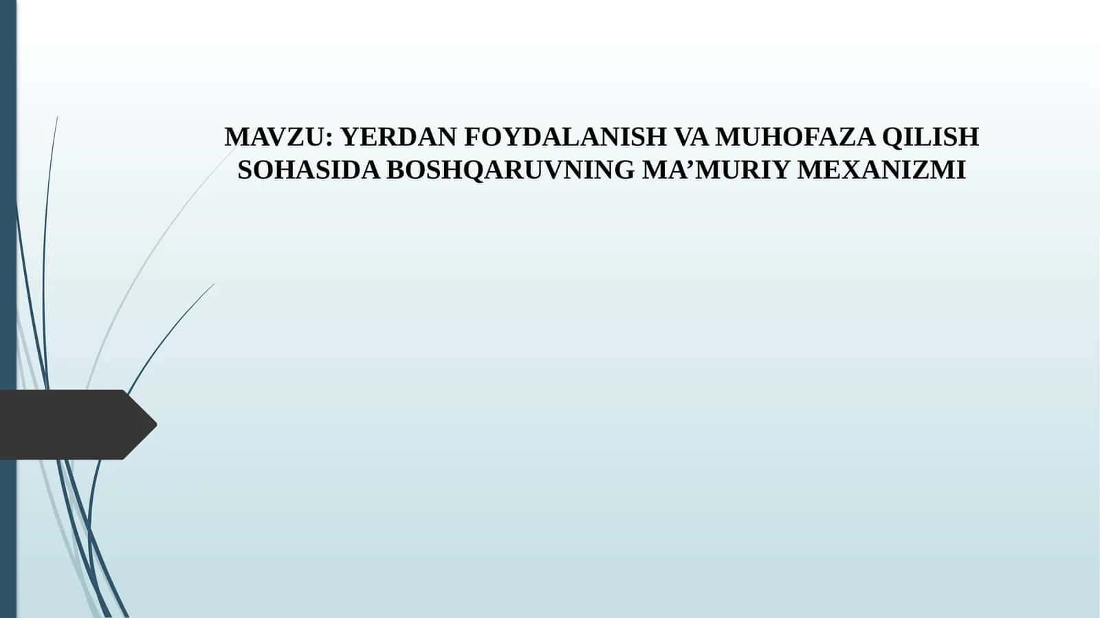YERDAN FOYDALANISH VA MUHOFAZA QILISH SOHASIDA BOSHQARUVNING MA’MURIY MEXANIZMI