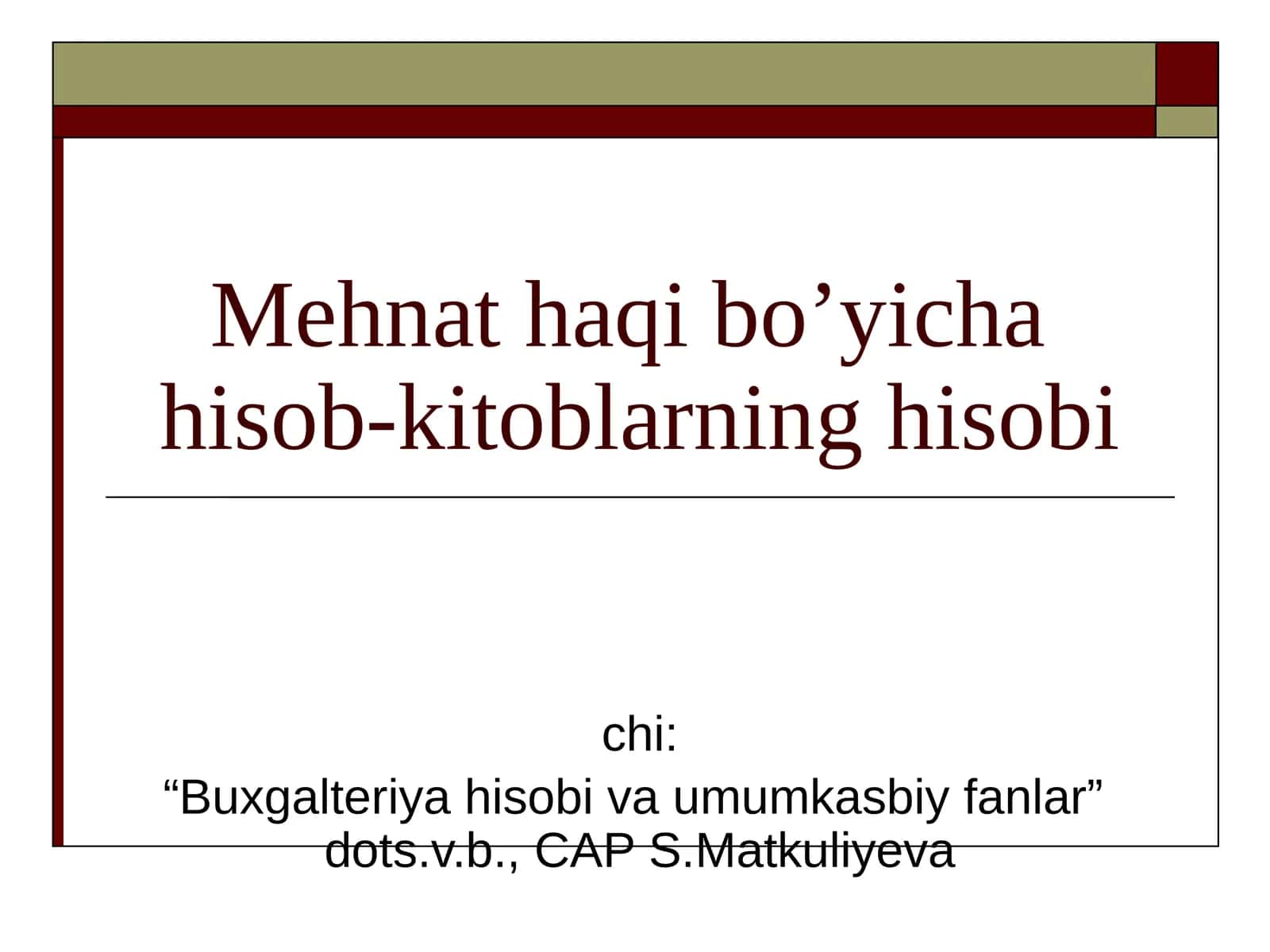 Buxgalteriya hisobi va umumkasbiy fanlar