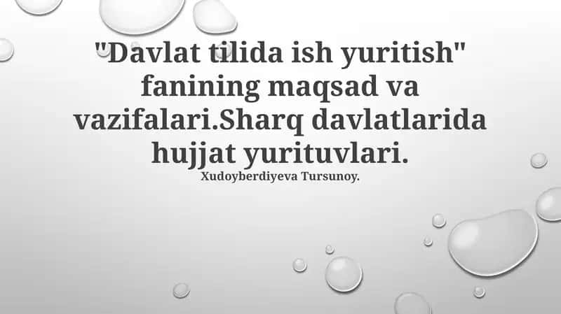 Davlat tilida ish yuritish