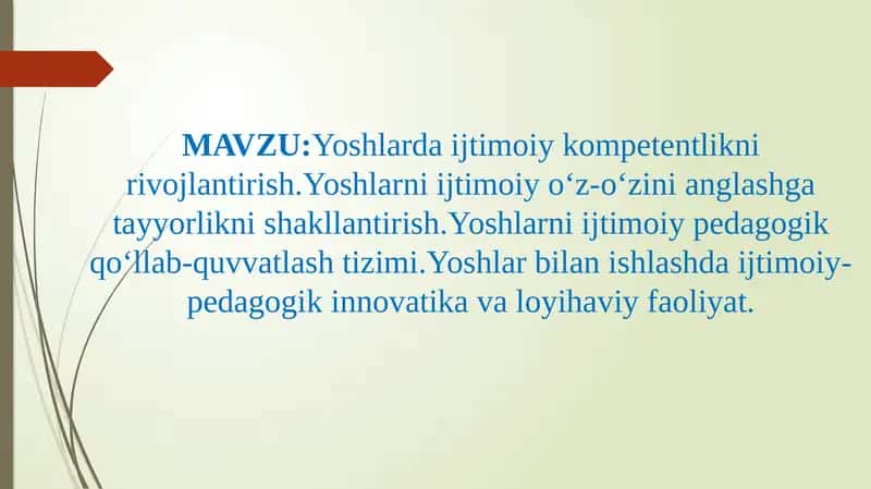 Yoshlarda ijtimoiy kompetentlikni rivojlantirish