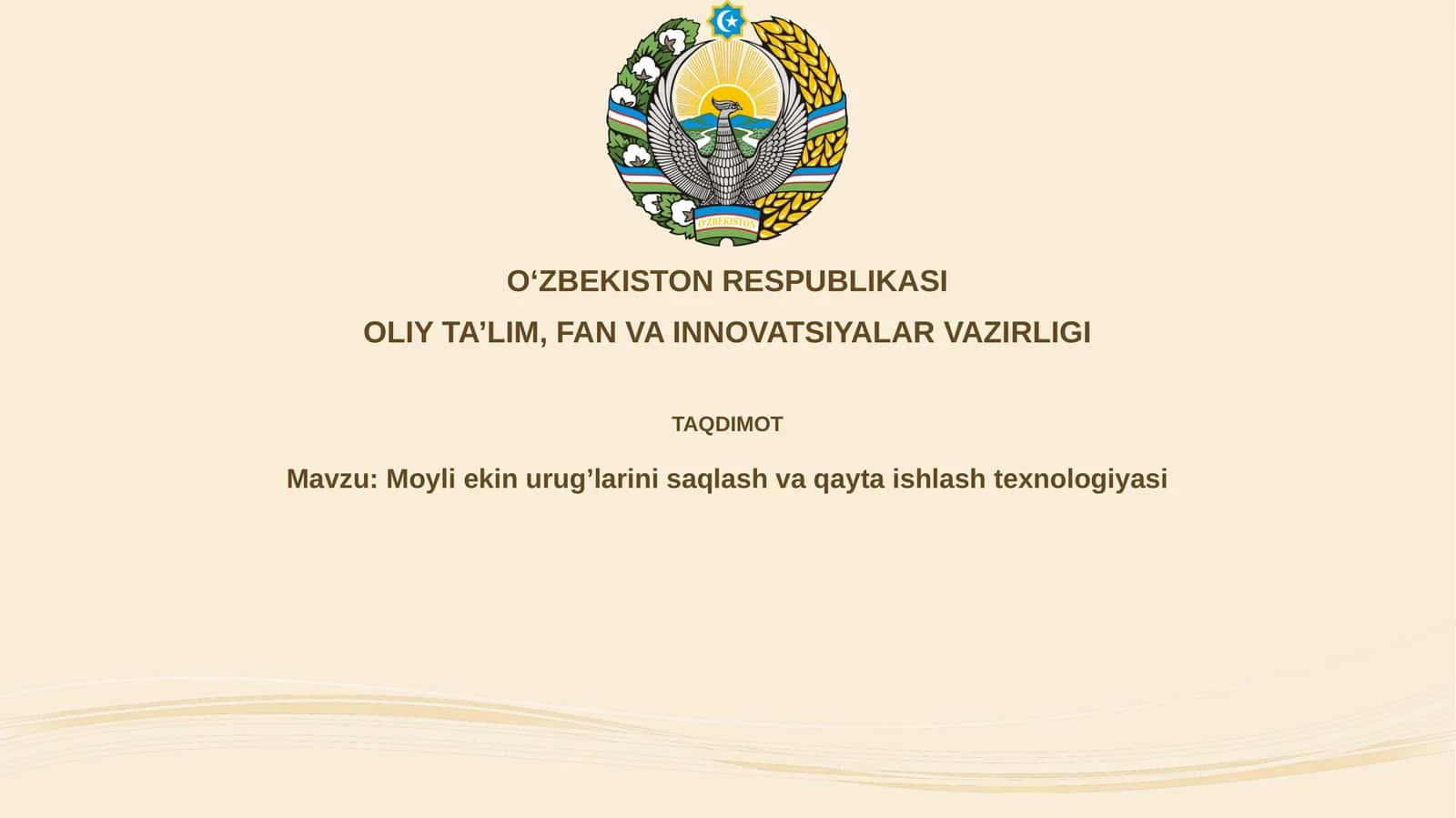 Moyli ekinlar urug'larini saqlash va qayta ishlash texnologiyasi