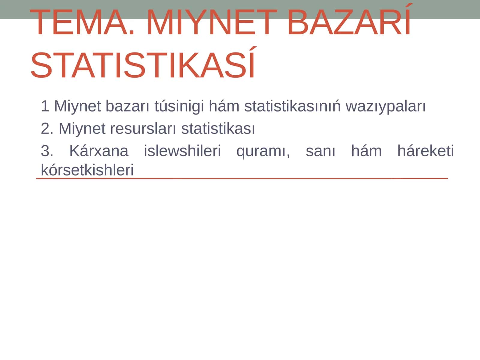 Miynet Bazarí Statistikası