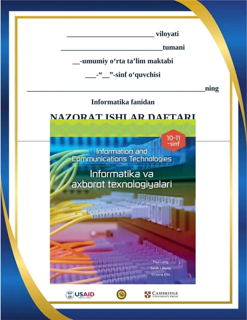 Nazorat ishlar daftari