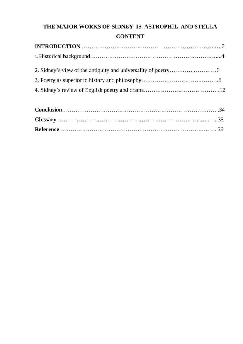 Major Works of Sidney