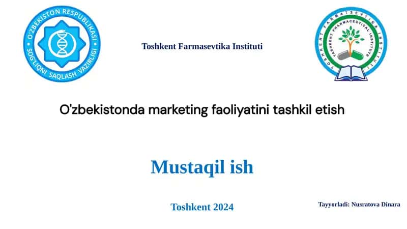 O'zbekistonda marketing faoliyatini tashkil etish