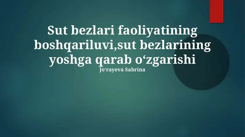 Sut bezlarining faoliyatini tartibga solish