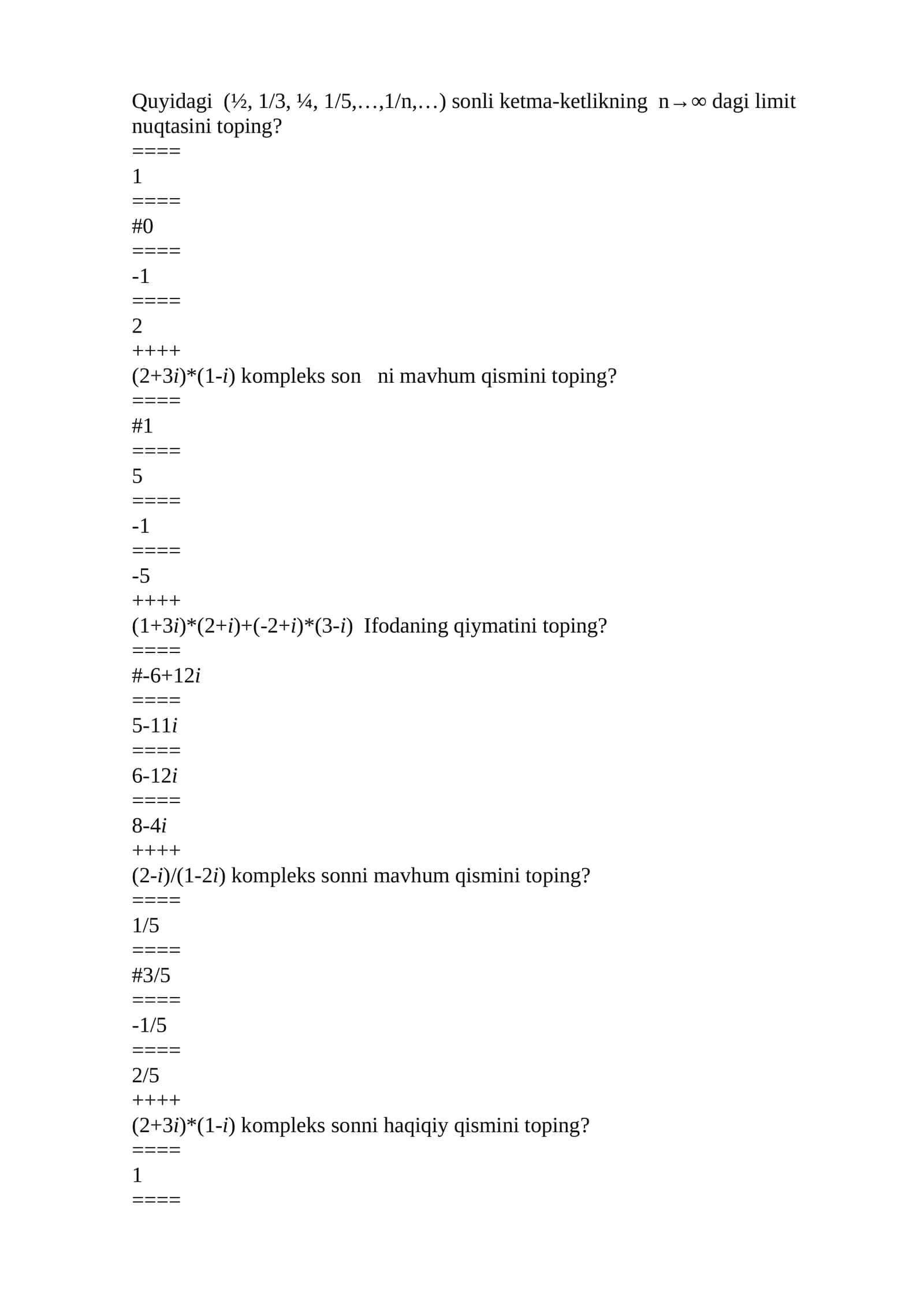 1/2-i√3/2 Kompleks sonning trigonometrik shakli