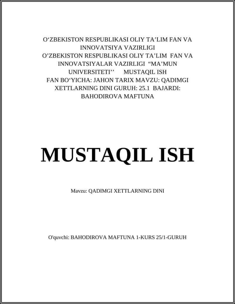 Qadimgi Xettlarning Dini