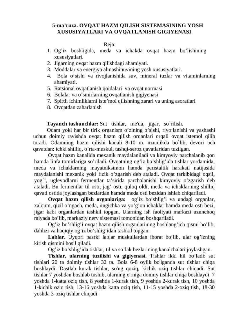 OVQAT HAZM QILISH SISTEMASI