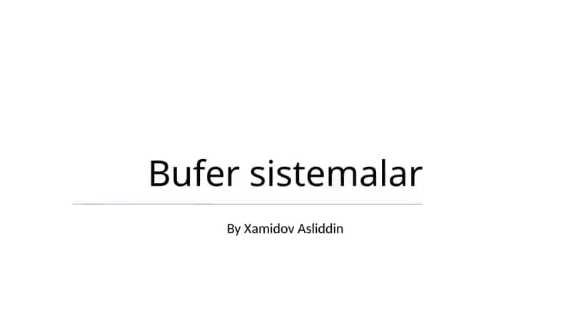 Bufer sistemalar