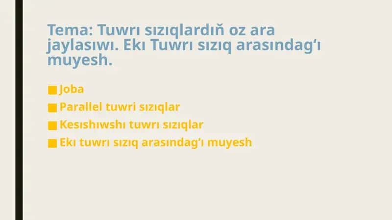 Tuwrı Sızıqlar
