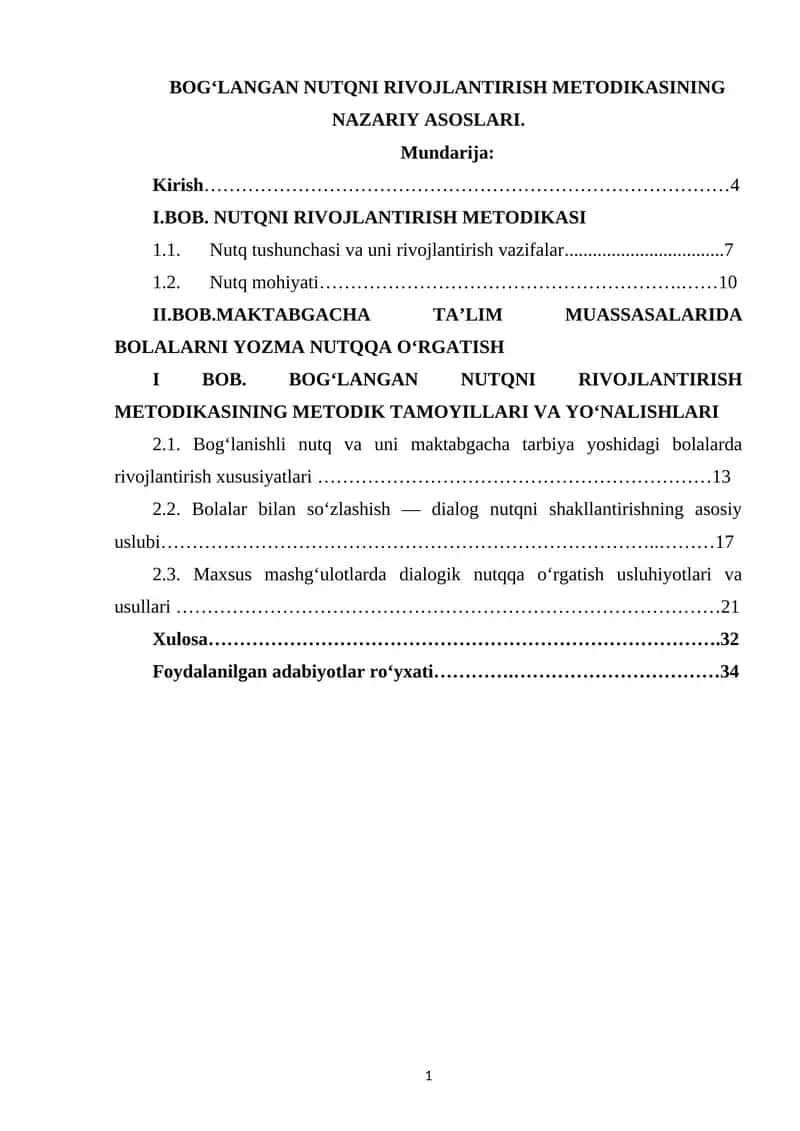 BOG‘LANGAN NUTQNI RIVOJLANTIRISH METODIKASI
