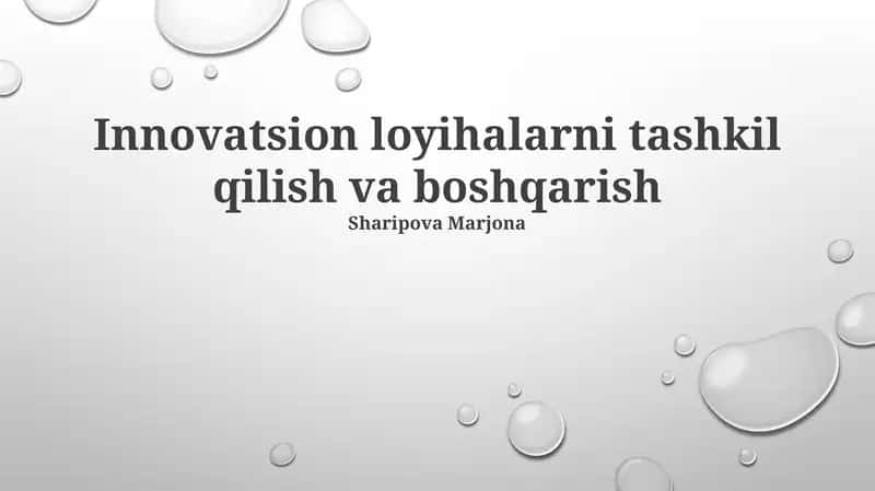 Innovatsion loyihalarni tashkil qilish va boshqarish