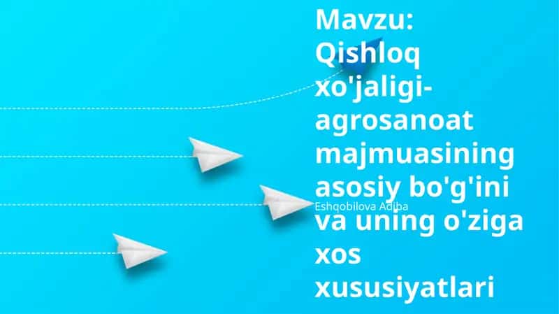 Qishloq xo'jaligining agro-sanoat kompleksidagi roli va ahamiyati