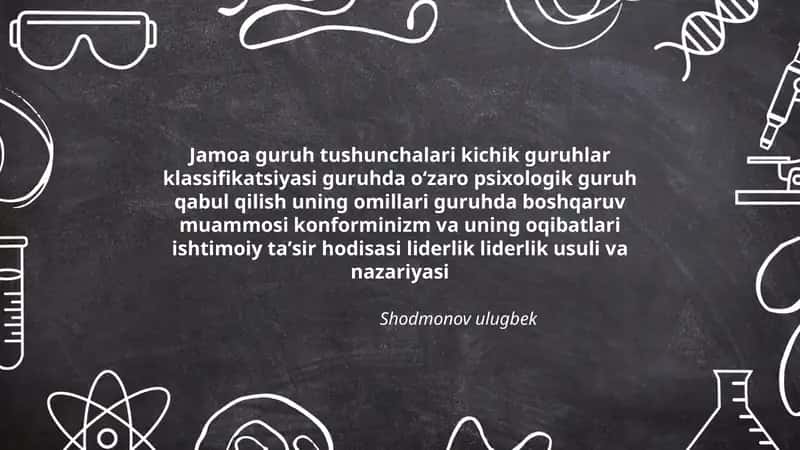 Jamoa guruh tushunchalari kichik guruhlar klassifikatsiyasi