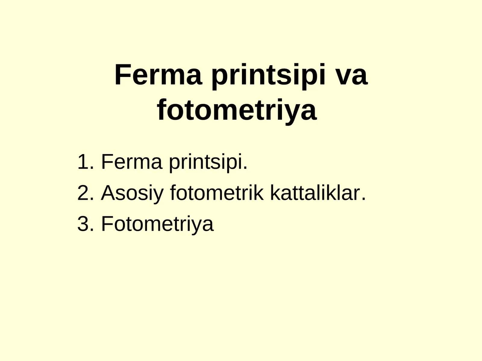 Fеrma printsipiva fotometriya