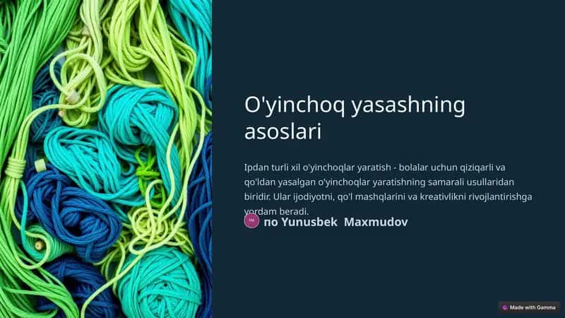 O'yinchoq yasashning asoslari