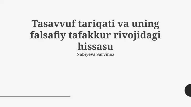 Sufizmning rivojlanishi va uning hissasu