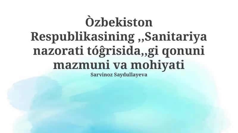 Sanitariya nazorati tóĝrisida