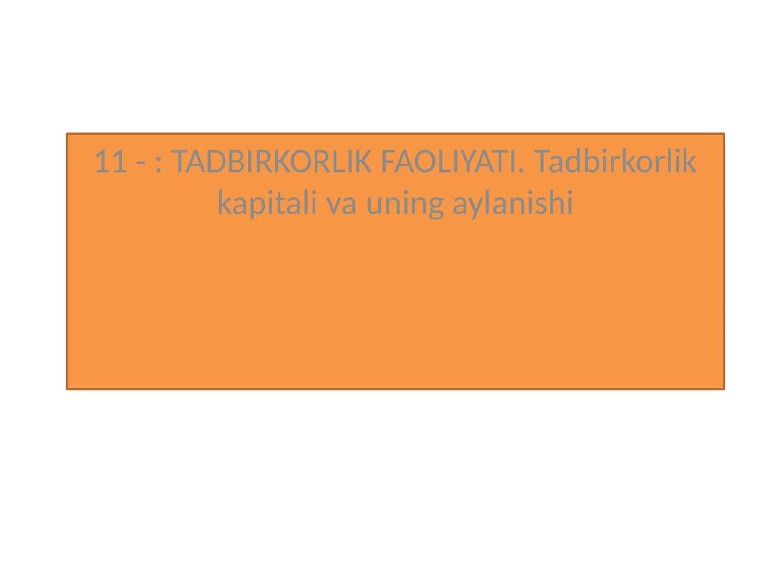 Tadbirkorlik Faoliyati