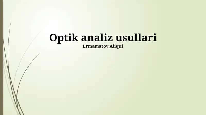 Optik analiz usullari