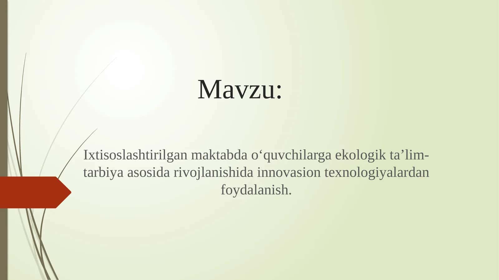 Ixtisoslashtirilgan maktabda o‘quvchilarga ekologik ta’lim-tarbiya asosida rivojlanishida innovasion texnologiyalardan foydalanish