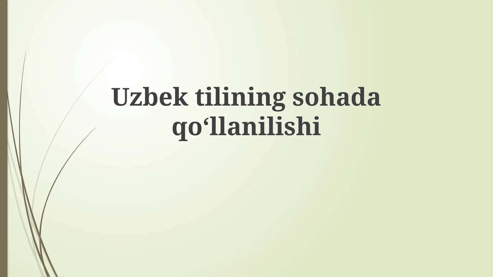 Uzbektiliningsohadaqoʻllanilishi