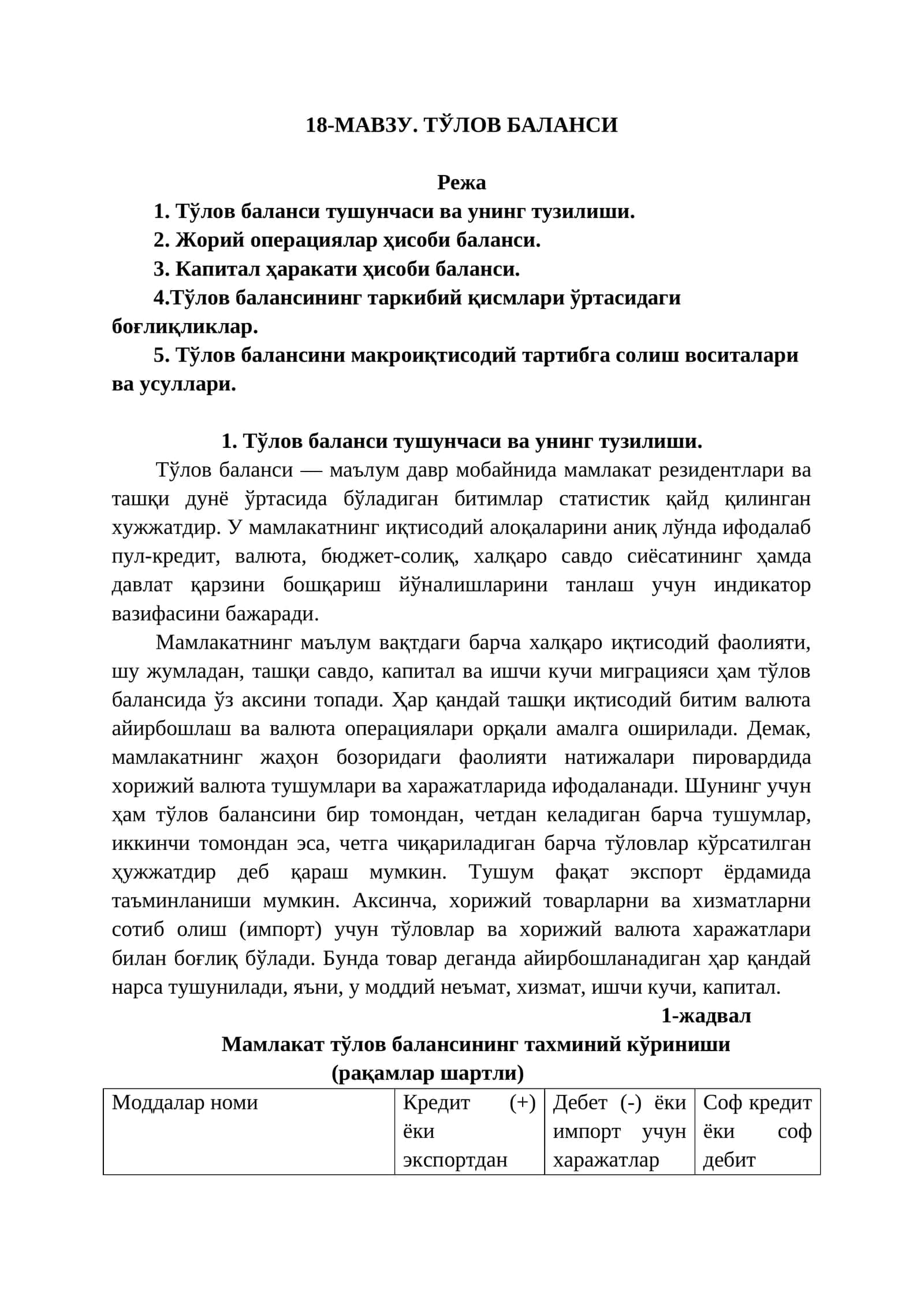 Тўлов баланси