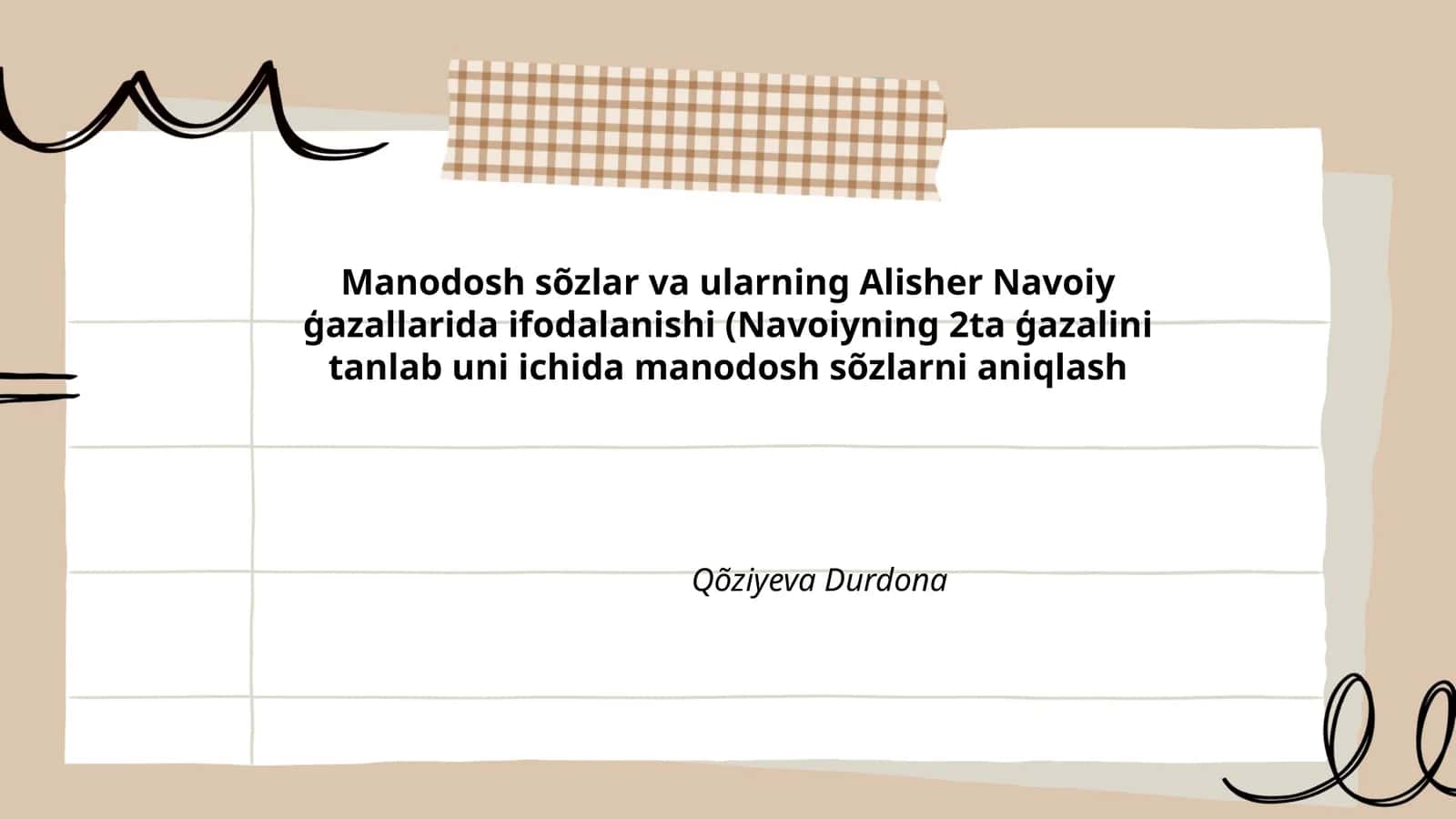 Alisher Navoiy ģazallarida manodosh sõzlar