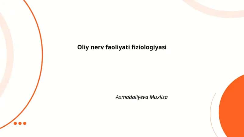 Oliy nerv faoliyati fiziologiyasi