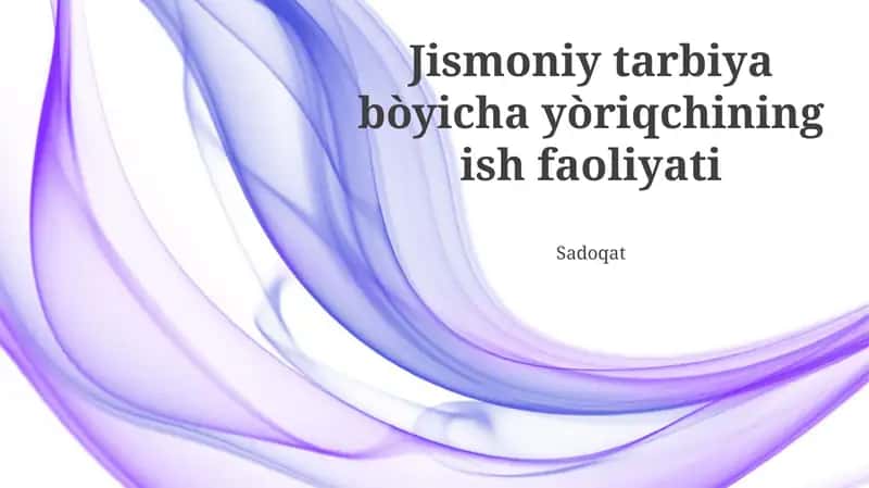 Jismoniy tarbiya bòyicha yòriqchining ish faoliyati