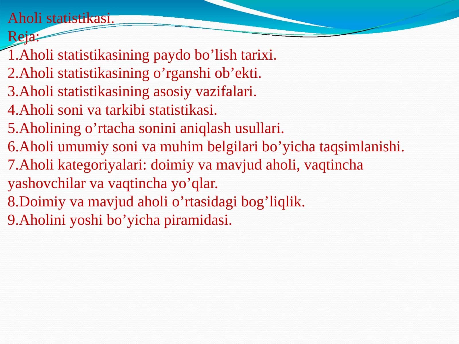 Аholi statistikasi