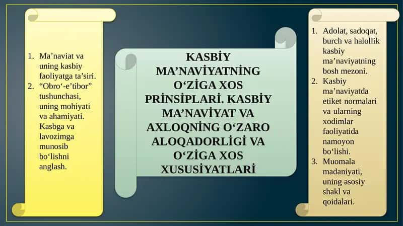 Ma’naviat va uning kasbiy faoliyatga ta’siri.