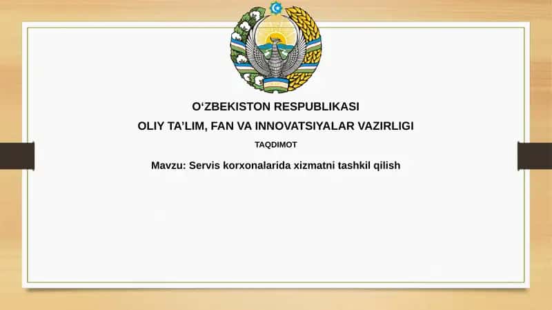 Xizmat ko'rsatuvchi tashkilotlaridaxizmat nitashkilqilish