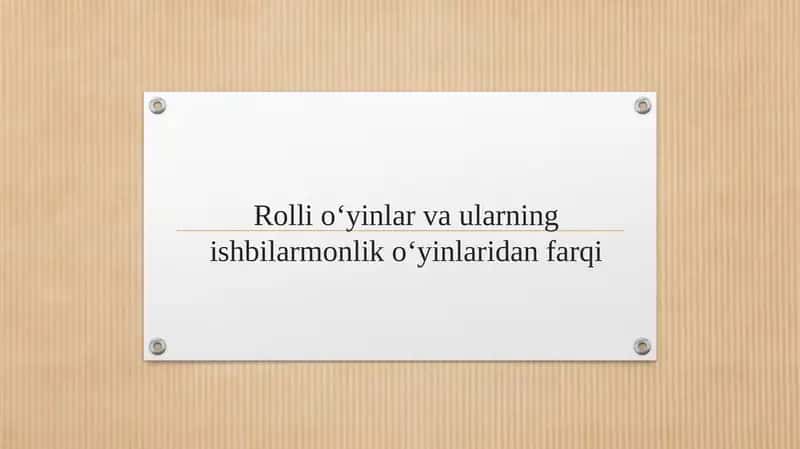 Rolli o‘yinlar va ularning ishbilarmonlik o‘yinlaridan farqi