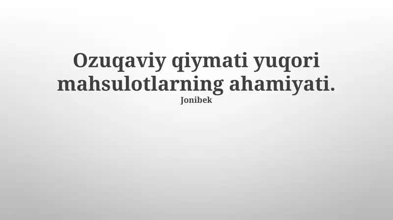 Yuqori Qiymatli Mahsulotlar